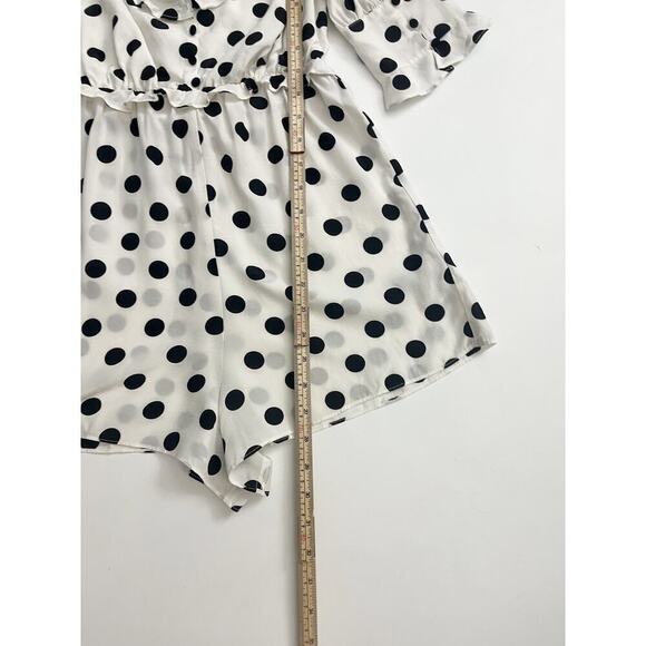 For Love and Lemons Lexington Polka Dot Romper Sz. S Black White Shorts Festival - Picture 6 of 7